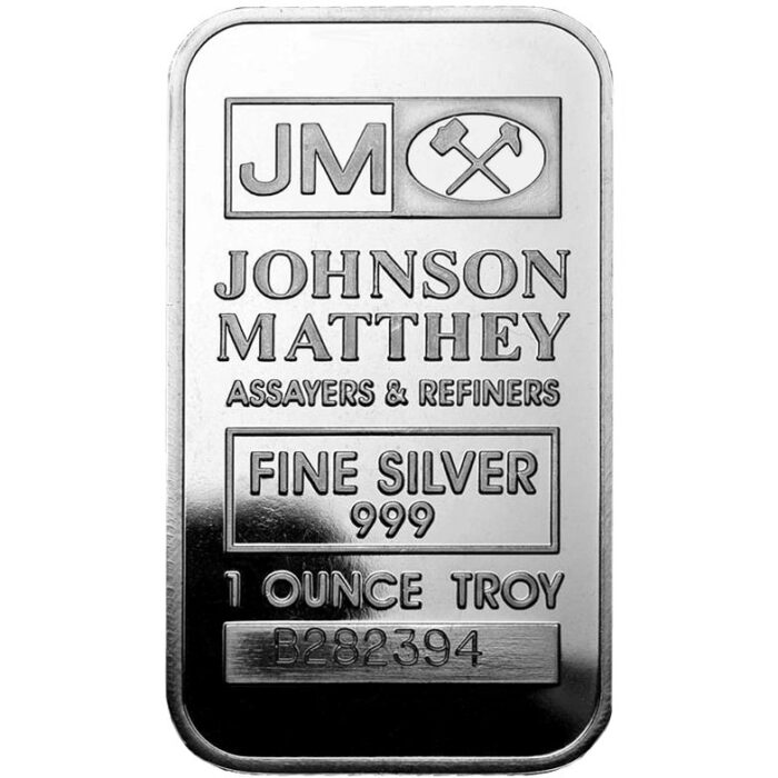 1 Oz Vintage, Premium Johnson Matthey Silver Bar - Bullion Mart