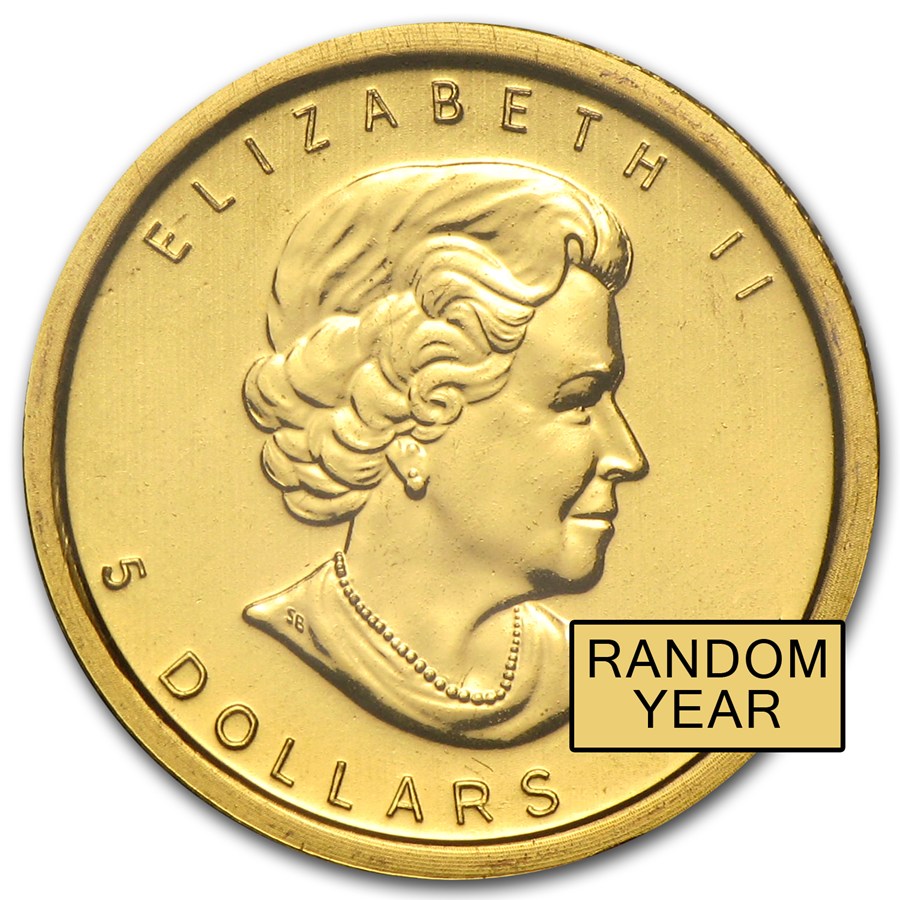 1/10 Oz Canadian Maple Leaf Gold Coin (Random Year) - Image 2