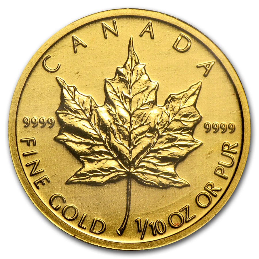 1/10 Oz Canadian Maple Leaf Gold Coin (Random Year)