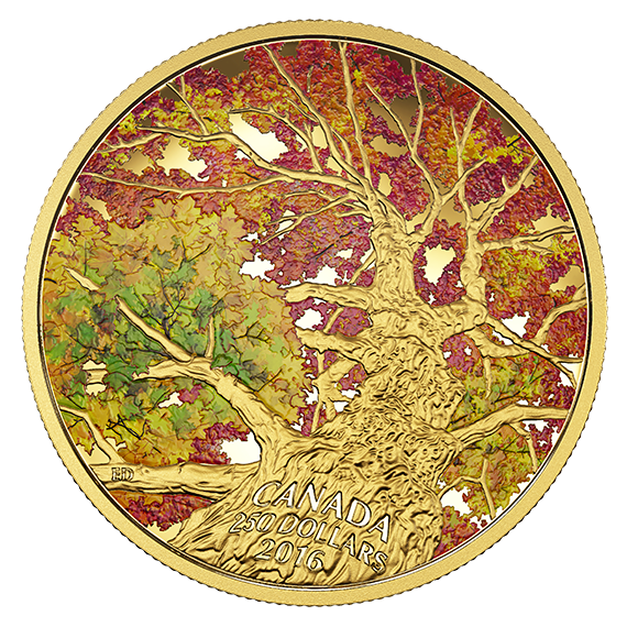 2016 $250 Pure Gold Coin Maple Canopy: Kaleidoscope Of Colour