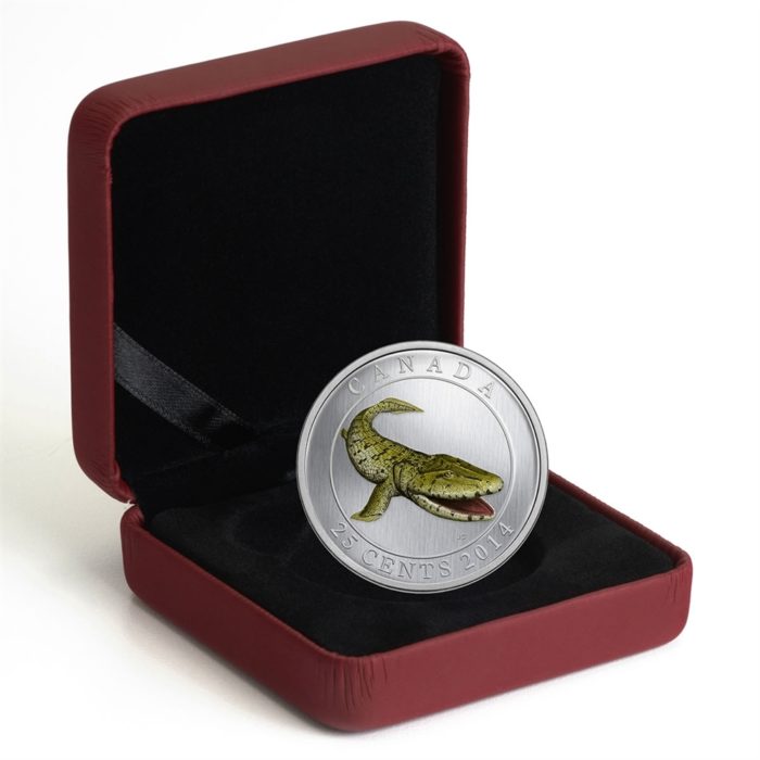 2014 25C PREHISTORIC CREATURES: TIKTAALIK - GLOW-IN-THE-DARK COLOURED COIN [127627] - Image 4