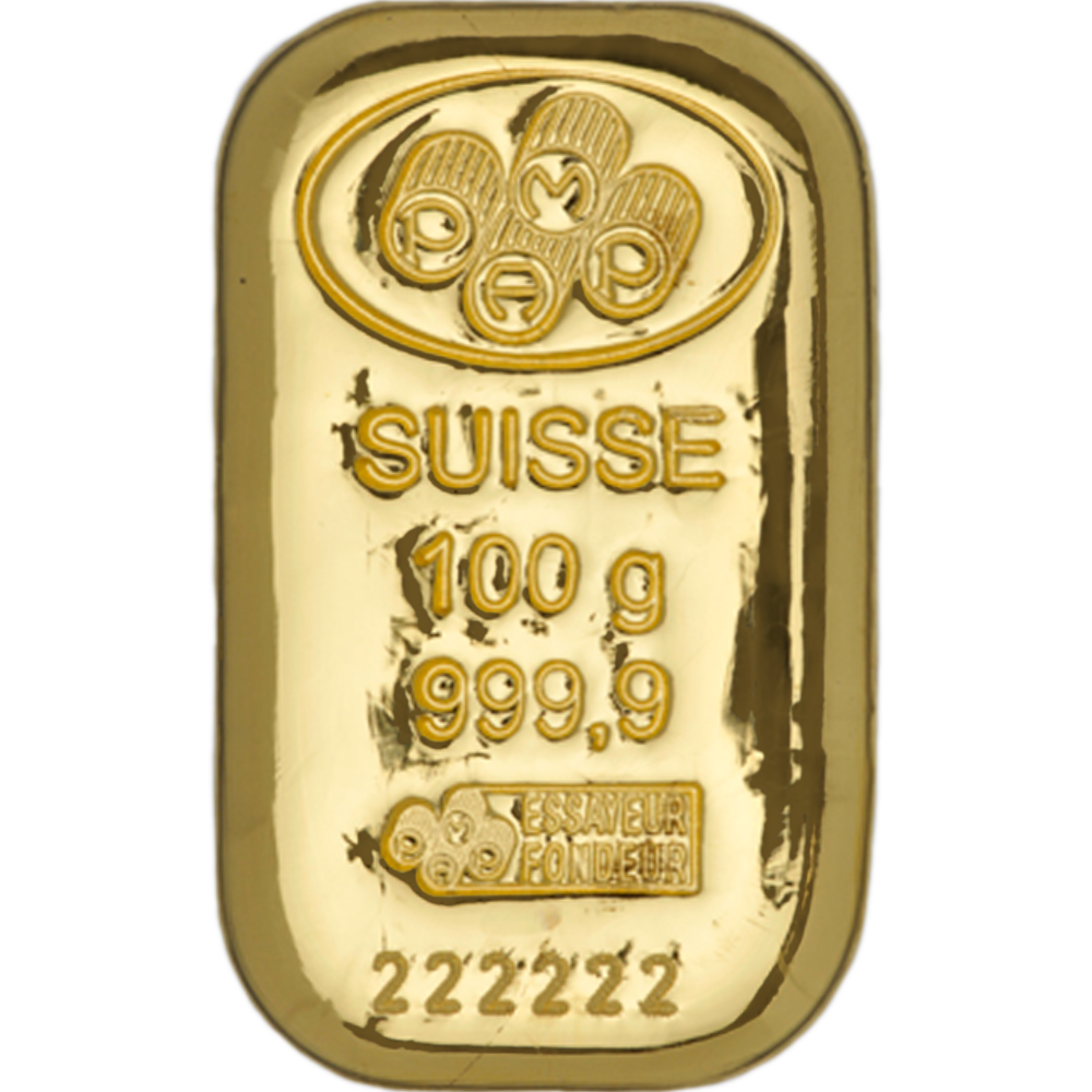 100 gram Pamp Suisse Cast Gold Bar